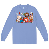 Colony Blue Baseball Coffee Cups Long Sleeve Tee - FaDigitalArtStudio