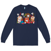 Navy Baseball Coffee Cups Long Sleeve Tee - FaDigitalArtStudio