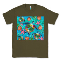 Army Green Turtle summer seashells starfish seaweed Classic Tee - Artiststas