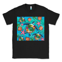 Black Turtle summer seashells starfish seaweed Classic Tee - Artiststas