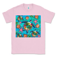Bubblegum Pink Turtle summer seashells starfish seaweed Classic Tee - Artiststas