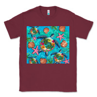 Burgundy Turtle summer seashells starfish seaweed Classic Tee - Artiststas