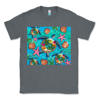 Charcoal Heather Turtle summer seashells starfish seaweed Classic Tee - Artiststas