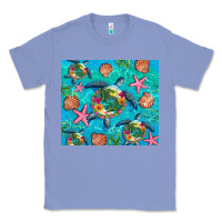 Colony Blue Turtle summer seashells starfish seaweed Classic Tee - Artiststas