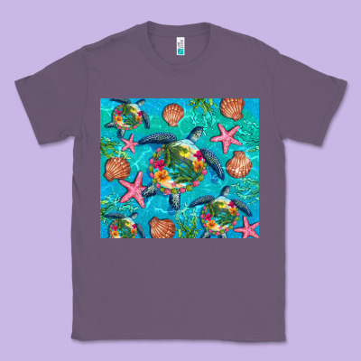 Turtle Summer Seashells Starfish Seaweed Classic Tee Designed By Artiststas