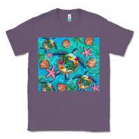 Lavender Turtle summer seashells starfish seaweed Classic Tee - Artiststas