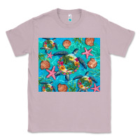 Lilac Turtle summer seashells starfish seaweed Classic Tee - Artiststas