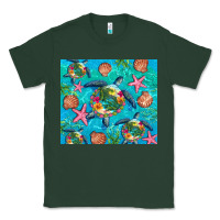 Sports Green Turtle summer seashells starfish seaweed Classic Tee - Artiststas