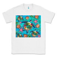 White Turtle summer seashells starfish seaweed Classic Tee - Artiststas