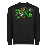 Black western st patricks day shamrocks and hearts Heavyweight Sweatshirt - Artiststas