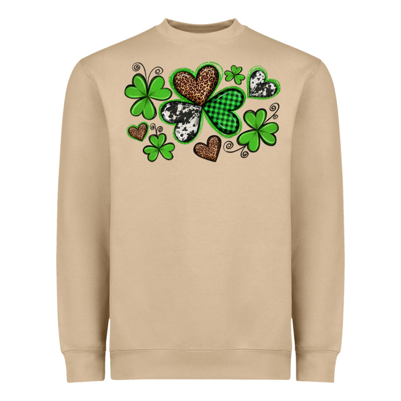 Western St Patricks Day Shamrocks And Hearts Heavyweight Sweatshirt by Artiststas | Teevron