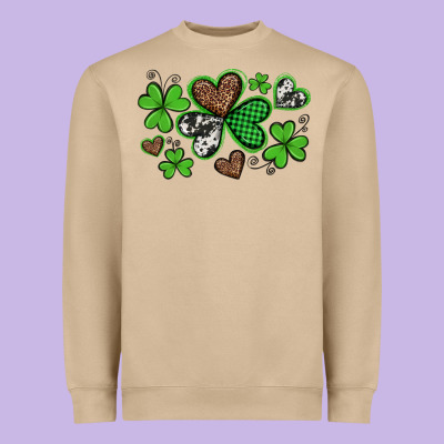 Western St Patricks Day Shamrocks And Hearts Heavyweight Sweatshirt Designed By Artiststas
