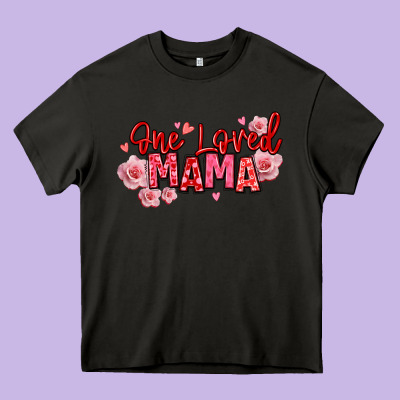 One Loved Mama Valentine's Day Heavy Core Tee Designed By Texasbilliewilder