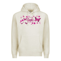 Oatmeal Heather hope breast cancer butterfly Premium Hoodie - Jasminsmagicworld