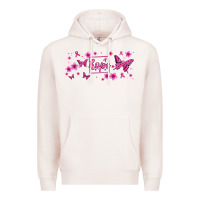 Pale Pink hope breast cancer butterfly Premium Hoodie - Jasminsmagicworld