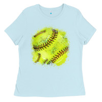 Baby Blue Softball background Ladies Tee - HowdyJamesFarm