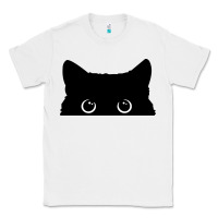 White Peeking Cat Classic Tee - maiPhamDesign