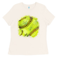 Bone Softball background Ladies Tee - HowdyJamesFarm