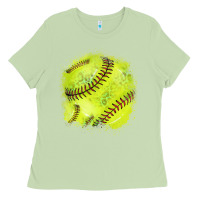 Matcha Softball background Ladies Tee - HowdyJamesFarm