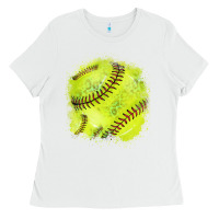 White Softball background Ladies Tee - HowdyJamesFarm