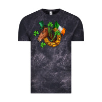 Cloud Black Horse with horseshoe St. Patrick's Vintage Tee - CowGirlArtShop