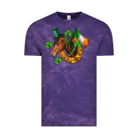 Cloud Purple Horse with horseshoe St. Patrick's Vintage Tee - CowGirlArtShop