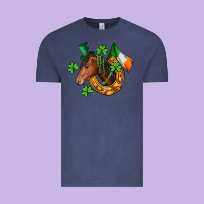Horse With Horseshoe St. Patrick's Vintage Tee Designed By Cowgirlartshop