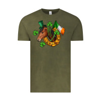 Vintage Olive Horse with horseshoe St. Patrick's Vintage Tee - CowGirlArtShop