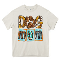 Cream Dog Mom with Paw Heavy Core Tee - texasbilliewilder