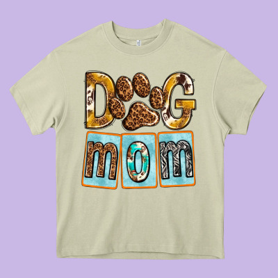 Dog Mom With Paw Heavy Core Tee Designed By Texasbilliewilder