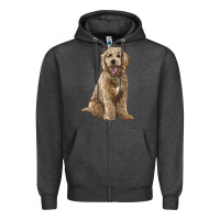 Charcoal Heather goldendoodle Zipper Hoodie - BarkalooDesign
