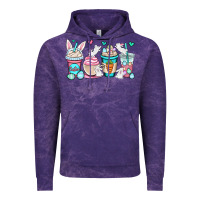 Cloud Purple Easter bunnies coffee cups Vintage Hoodie - OliviaCreatesArt