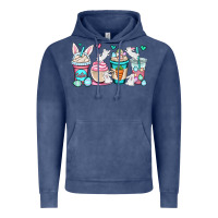 Vintage Denim Easter bunnies coffee cups Vintage Hoodie - OliviaCreatesArt