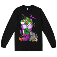 Black Halloween Cold Drink Frappe With Tombstone Long Sleeve Tee - FaDigitalArtStudio