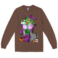 Chestnut Halloween Cold Drink Frappe With Tombstone Long Sleeve Tee - FaDigitalArtStudio