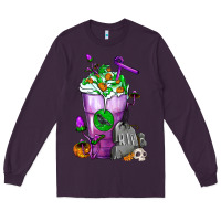 Plum Halloween Cold Drink Frappe With Tombstone Long Sleeve Tee - FaDigitalArtStudio