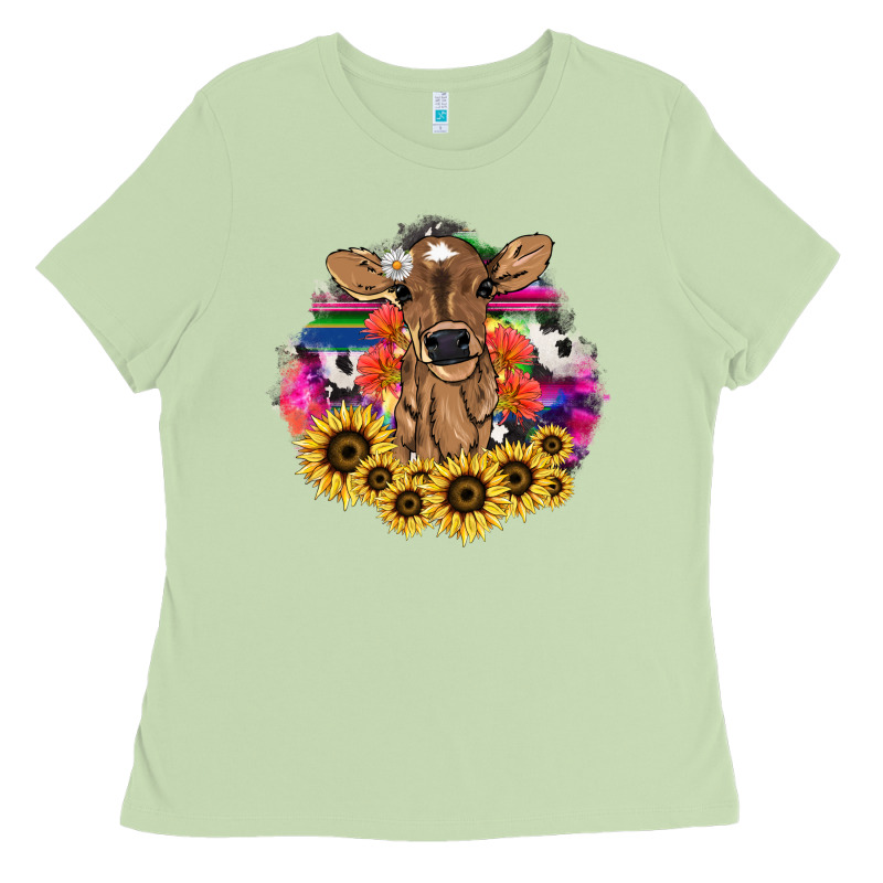 Baby Cow Flower Ladies Tee by HowdyJamesFarm | Teevron