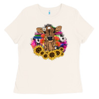 Bone Baby Cow flower Ladies Tee - HowdyJamesFarm