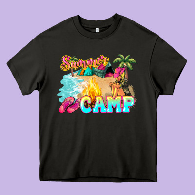 Summer Camp Heavy Core Tee Designed By Nancycooperartshop