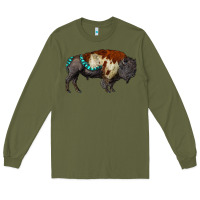 Army Green gemstone bison Long Sleeve Tee - RanaPortraitStore