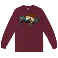 Burgundy gemstone bison Long Sleeve Tee - RanaPortraitStore