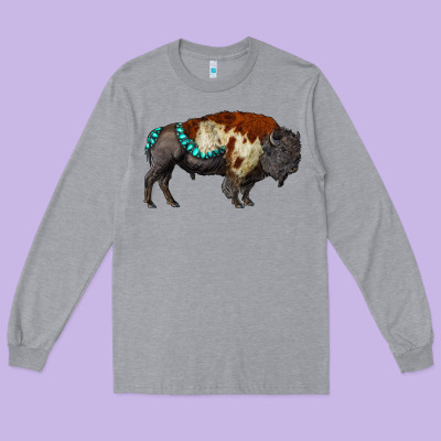 Gemstone Bison Long Sleeve Tee Designed By Ranaportraitstore