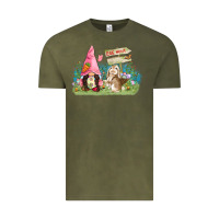 Vintage Olive Easter gnome and rabbit egg hunt  Easter Day Vintage Tee - CowGirlArtShop