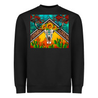 Black western sunflowers longhorn bull skull Heavyweight Sweatshirt - Artiststas