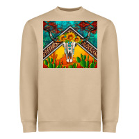 Mushroom western sunflowers longhorn bull skull Heavyweight Sweatshirt - Artiststas