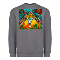 Storm western sunflowers longhorn bull skull Heavyweight Sweatshirt - Artiststas
