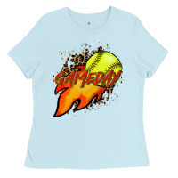 Softball Game Day Leopard Fire And Ball Ladies Tee | Teevron