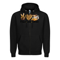 Black peace love coffee Zipper Hoodie - BarkalooDesign