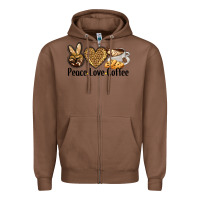 Chestnut peace love coffee Zipper Hoodie - BarkalooDesign
