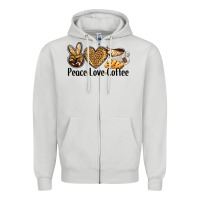Dove Grey peace love coffee Zipper Hoodie - BarkalooDesign